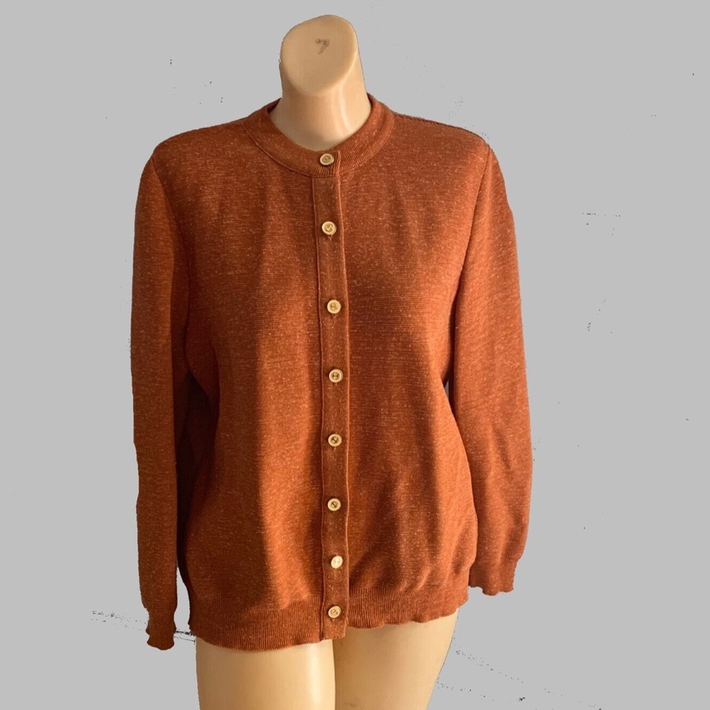 Vintage 70s Rust James Kenrob For Dalton Cardigan Lg